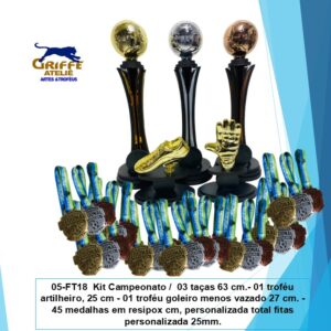 Kit Troféus p/ Campeonato de futebol