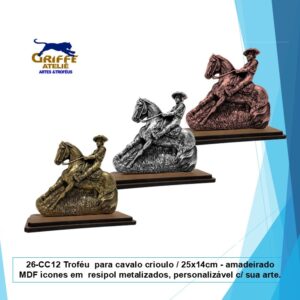26-CC12 Troféu para cavalo crioulo