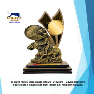 30-CC16 Troféu para cavalo crioulo