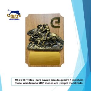 19-CC18 Troféu para cavalo crioulo quadro