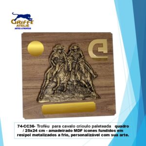 74-CC36- Troféu para cavalo crioulo paleteada