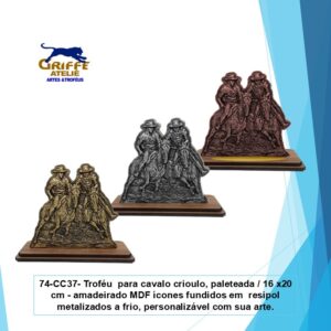 74-CC37- Troféu para cavalo crioulo, paleteada