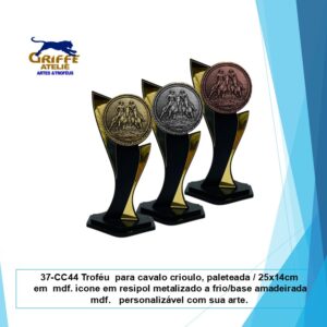 37-CC44 Troféu para cavalo crioulo, paleteada