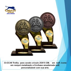 33-CC47 Troféu para cavalo crioulo